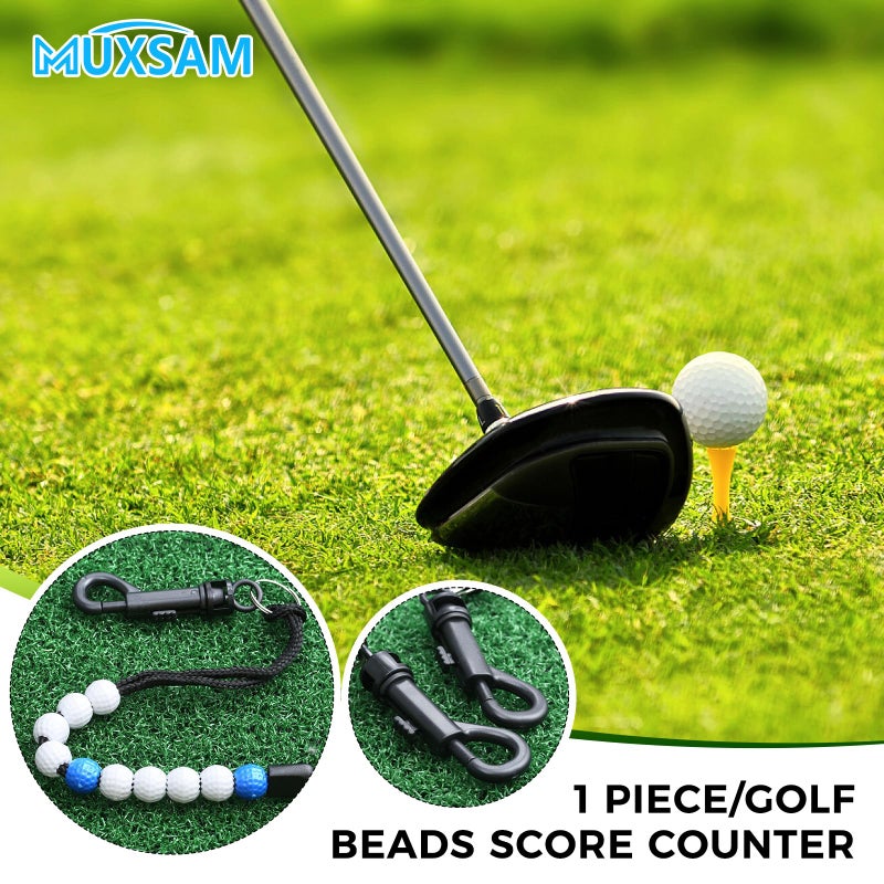 MUXSAM 1 Piece Golf Beads Score Counter with Clip (Blue), Golf Stroke Score Count Keeper Putting Score Counter for Referee Caddy Golfer - Image 2